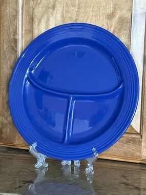 Vintage 1936-1972 HLC fiesta divided plate in Cobalt Blue Homer Laughlin